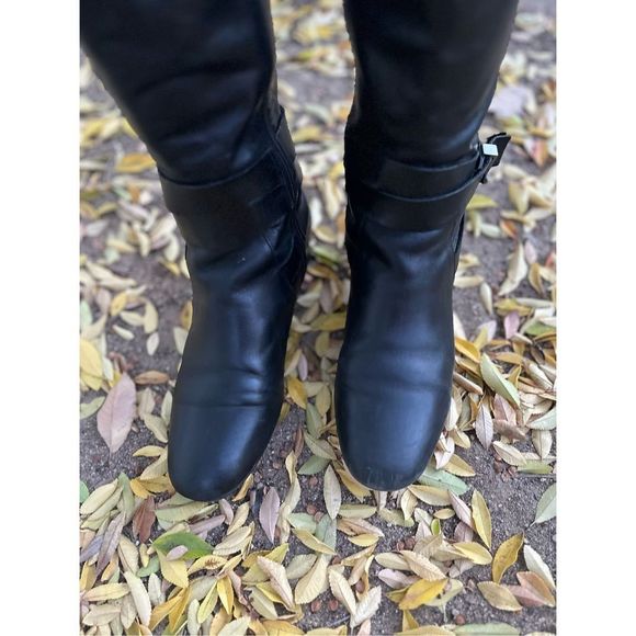 Karl Lagerfeld Paris Leather Boots 6.5 M Low Heel Mod 60s Style - Picture 9 of 16